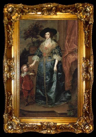 framed  Anthony Van Dyck Portrat der Konigin Henrietta Maria, mit Zwerg Sir Jeffrey Hudson, ta009-2